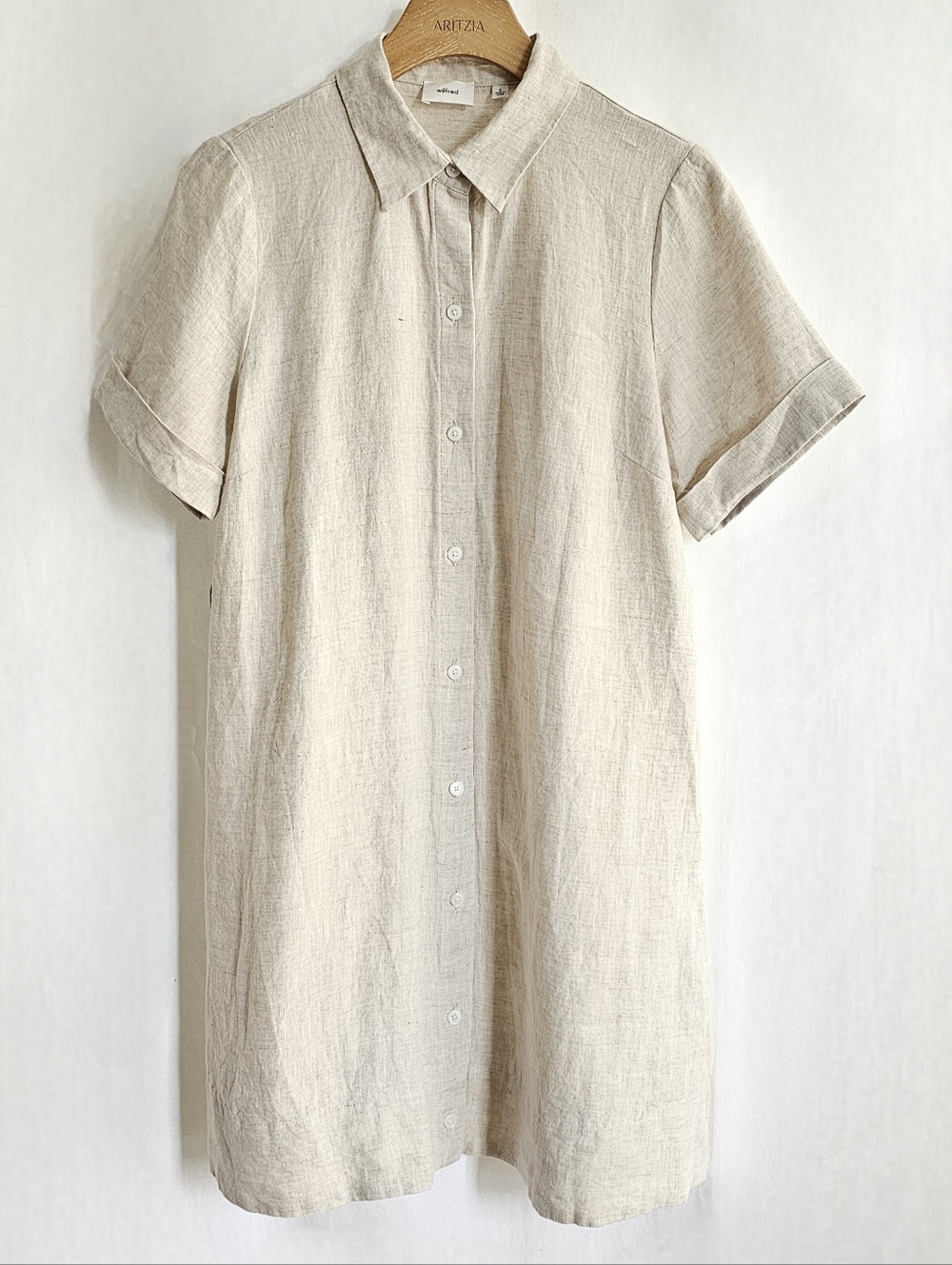 Aritzia Wilfred Beige Eleta Linen Mini Dress